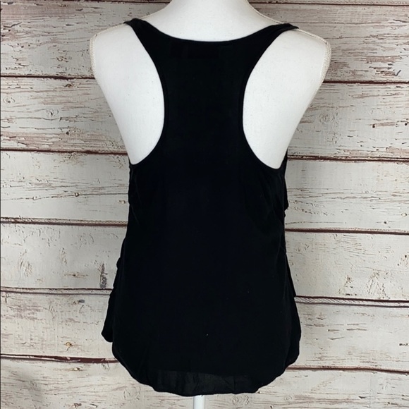Elle Black Ruffle Front Racerback Tank XS - Picture 4 of 8
